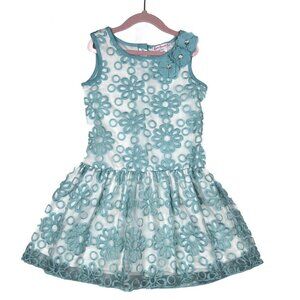 Sophia Grace and Rosie Girls' Green and White Embroidered Floral Dress Size 6X